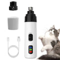 The electric pet nail clipper kit. A cat acting playfully.