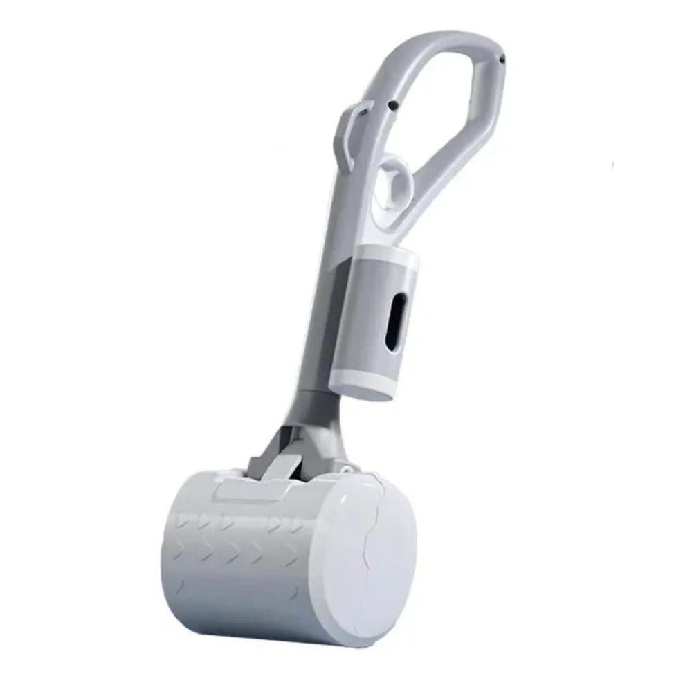 The portable dog pooper scooper in gray.