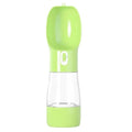 The portable pet feeding bottle in green.