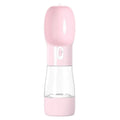 The portable pet feeding bottle in pink.