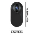 The wireless action camera collar in black and its dimensions. 3.1cm/1.2inches in width and 6.8cm/2.5inches in length.