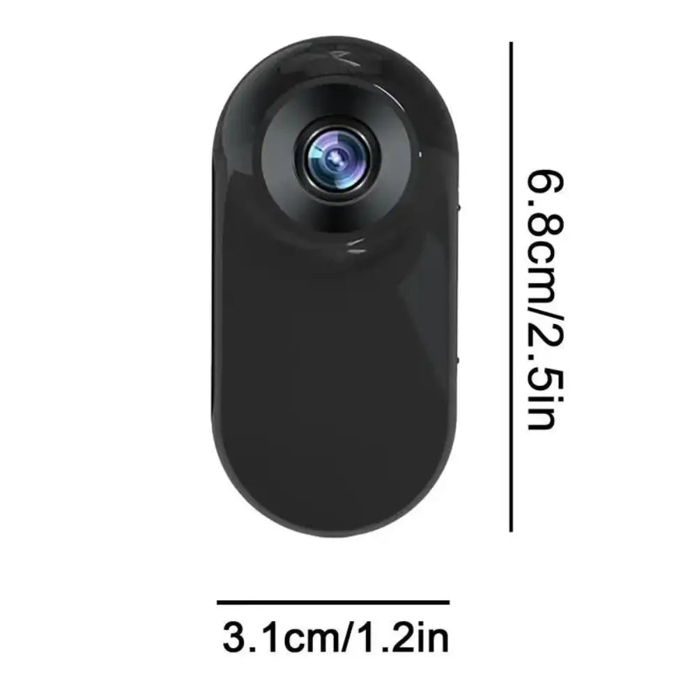 The wireless action camera collar in black and its dimensions. 3.1cm/1.2inches in width and 6.8cm/2.5inches in length.