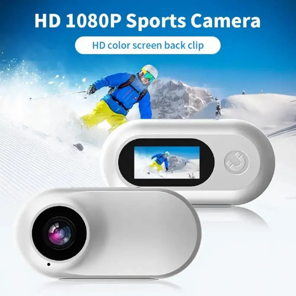 2 of the HD1080p sports wireless action camera collars. Someone skiiing behind.